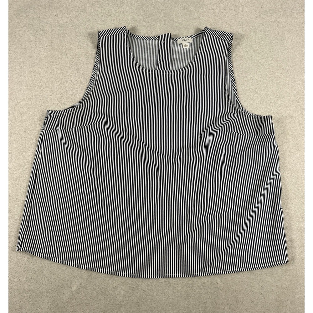 J.Crew Women's Sleeveless Striped Shell Blouse With Back Button Size L - Picture 10 of 16